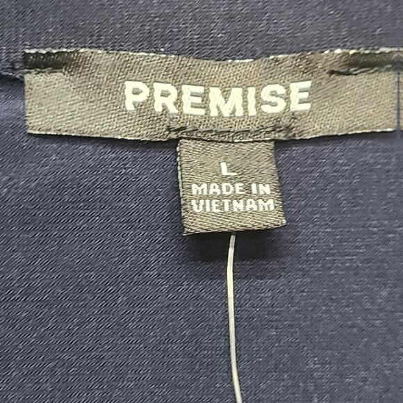 Premise Shirt Womens Large Navy Blue Collared Popover Henley Stretch NWT P910110 - Picture 6 of 10